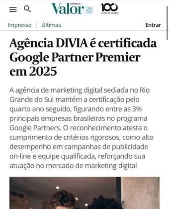 Agência DIVIA é certificada Google Partner Premier em 2025