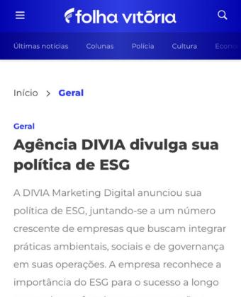 Agência DIVIA divulga sua política ESG